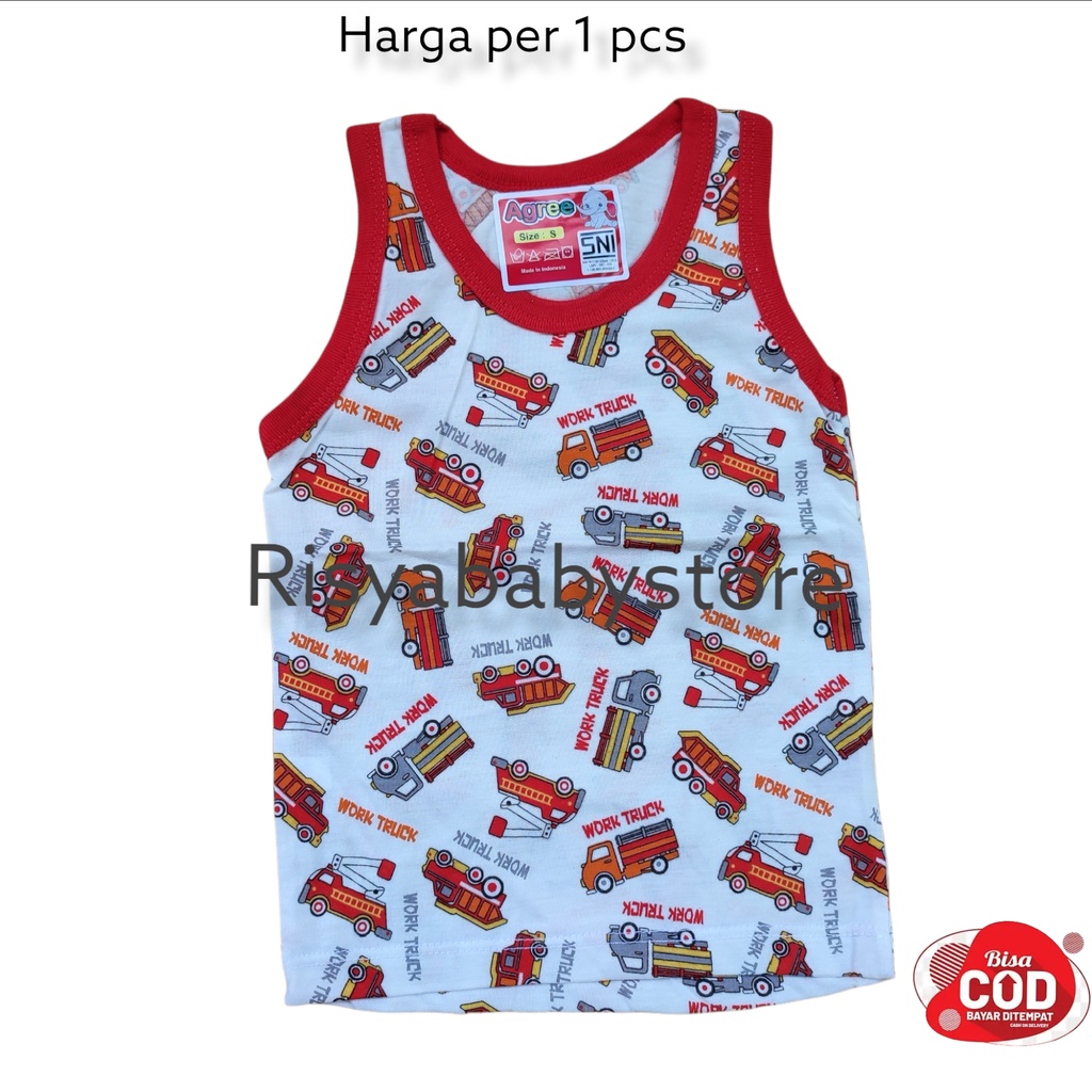 kaos Singlet anak bahan katun halus motif print / Baju anak kaos tanpa lengan ukuran S.M.L.XL