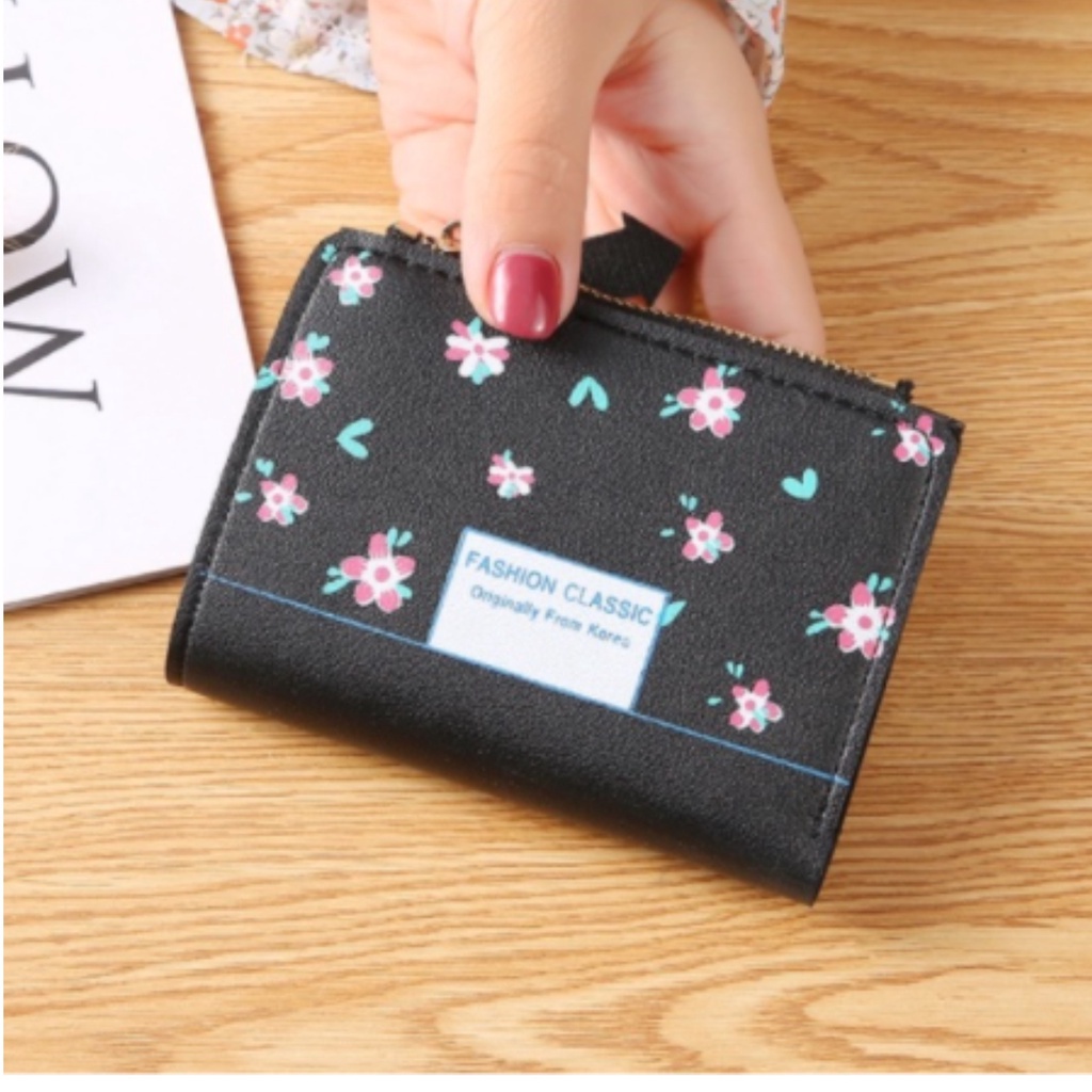 ( GS ) DOMPET WANITA MOTIF BUNGA-BUNGA DILENGKAPI DENGAN RUANG UNTUK TEMPAT  KOIN