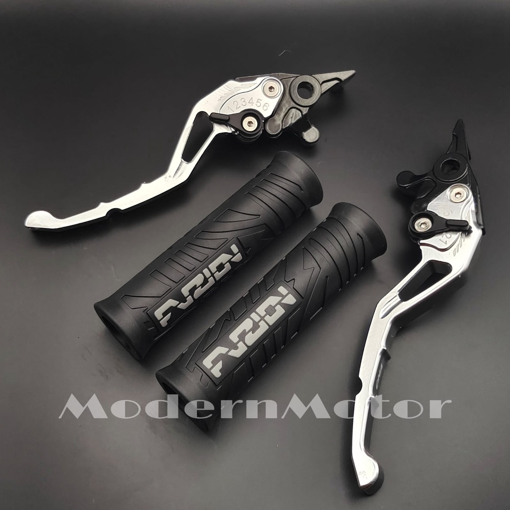 Handle sisik CNC Stelan + Handgrip FUZION Model Hayaidesuuu Ninja 250 Ninja R Ninja RR CBR 150 CBR CRF 150 KLX D-TRACKER NINJA 250