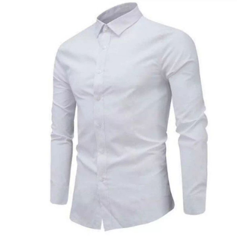 Kemaja Pria Keren Elegan / Kemeja Pria polos Lengan Panjang Putih Polos Slimfit Jumbo Buat Kuliah Ke