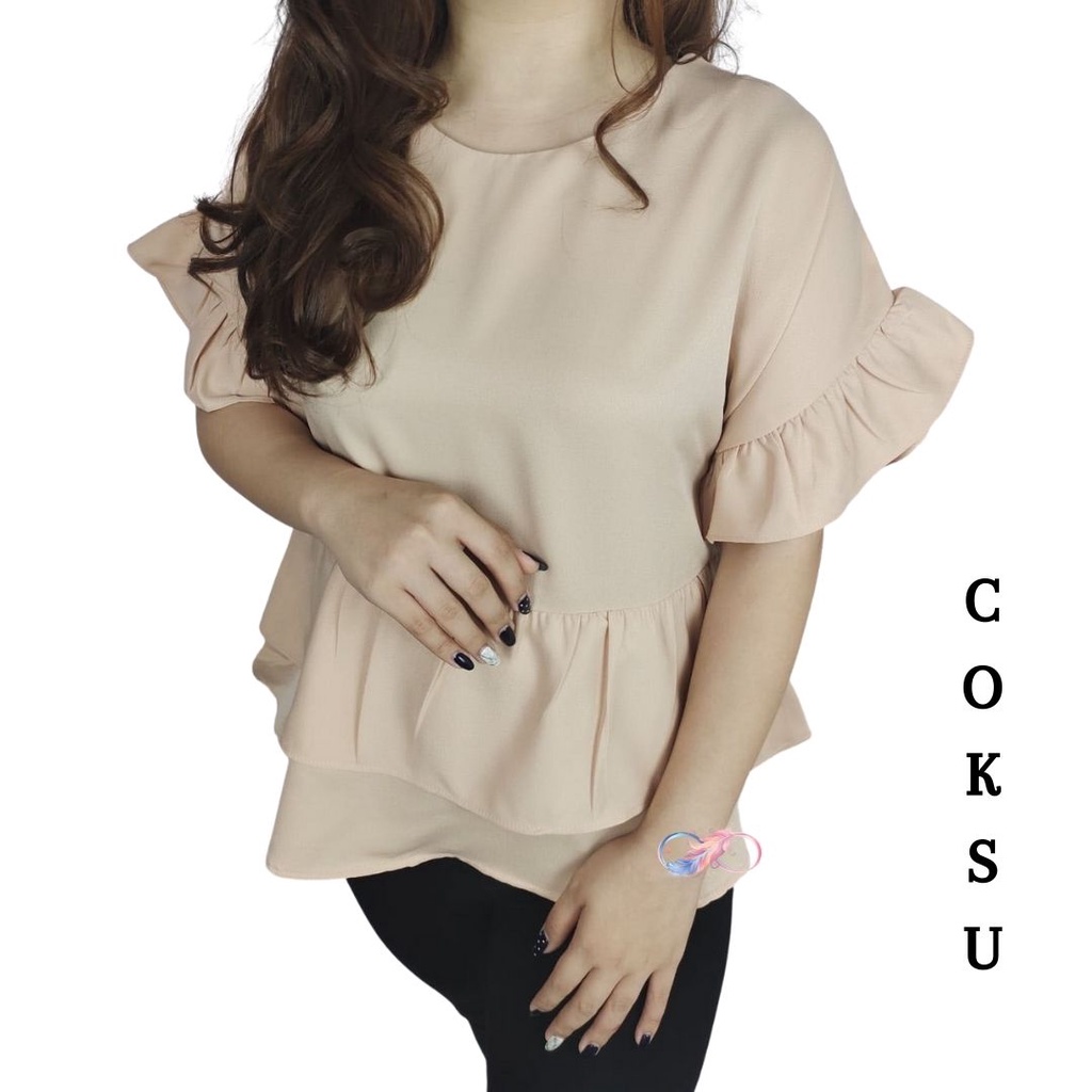 ZA - BLUS LAYER TINGKAT / LENGAN PENDEK WANITA TERMANIS / BAJU KANTOR TERLARIS / FASHION KOREA KEKINIAN]-2