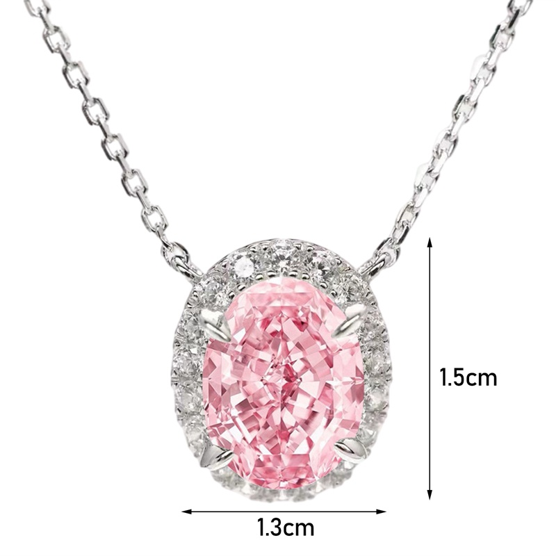 Kalung Liontin Bentuk Oval Bahan Cubic Zirconia AAA Untuk Wanita