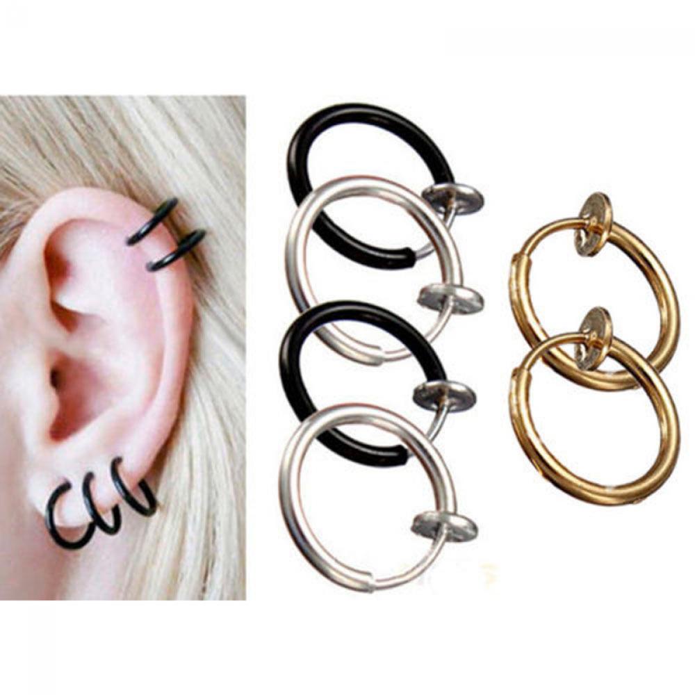Chookey 2pcs / 1 Pasang Anting Jepit Hidung / Telinga Tanpa Tindik 3 Warna Untuk Unisex / Pria / Wanita