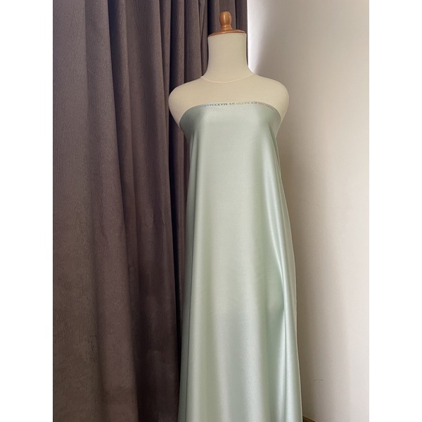 Bahan Satin Saten Maxmara Silk Lux Premium Meteran Mewah Warna Hijau Mint Min