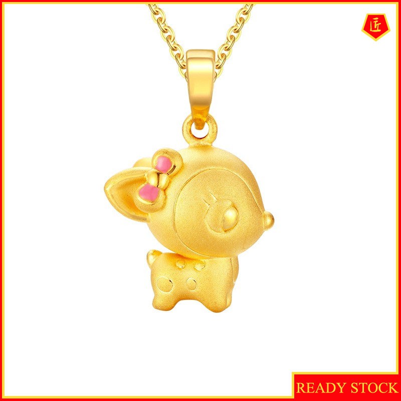 [Ready Stock]3D Artware Cartoon Fairy Tale Golden Bow Small Flower Deer Pendant Women's Christmas Gift