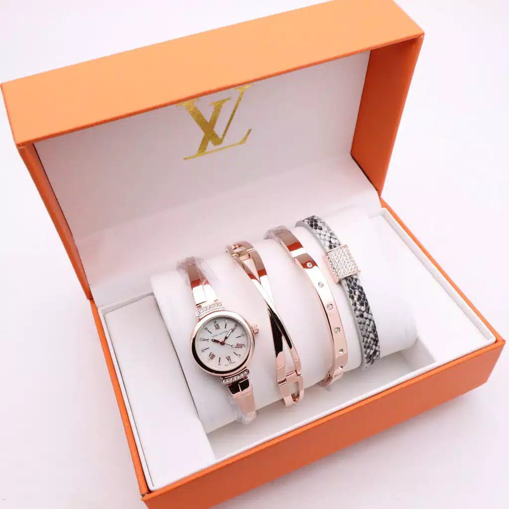 ( COD ) Jam Tangan Wanita Louis Vuitton / LV 190747 MJ Full Set Paket Free Baterai