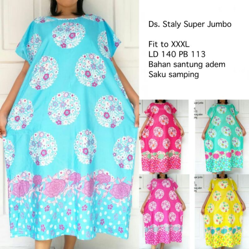 DASTER JUMBO / DRESS JUMBO LD140 XXXL BIG SIZE DRESS STALY 1Kg Muat 5Pcs Bahan Rayon Adem