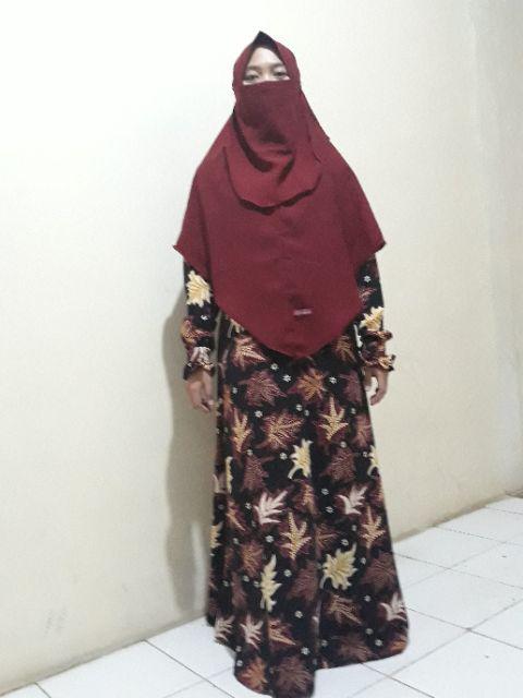 Gamis Batik Daun Black N Green