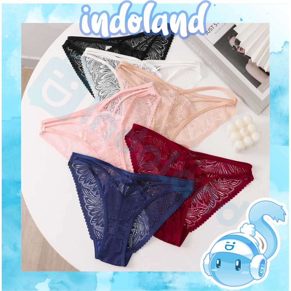☀ INDOLAND ☀ Floral Lace Thong Panty / Sexy Gstring Lingerie G-string CD Hot Cheeky Briefs Celana Dalam Wanita G String Renda B087