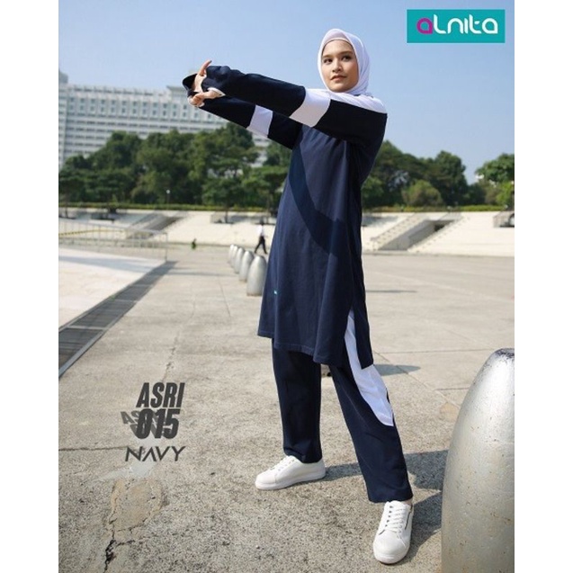 Setelan Baju Olahraga Wanita Asri 015 Alnita Nibras Combed 20s Bahan Adem Celana Full Karet