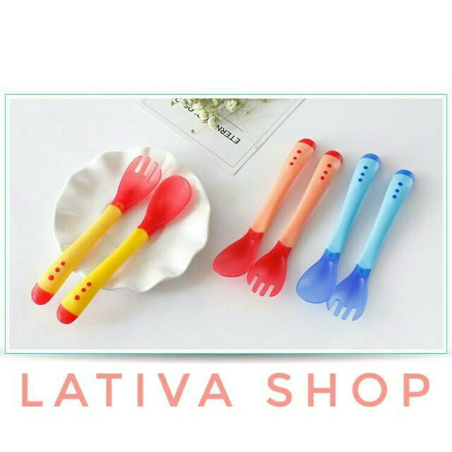 Sendok makan silikon bayi anak soft silicone spoon sensor panas