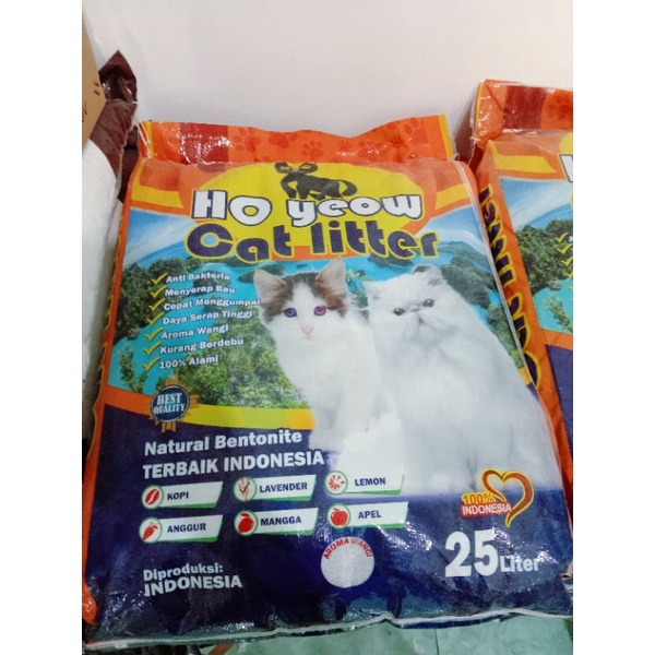 Pasir Ho Yeow 25L (paket3) pasir kucing gumpal dan wangi