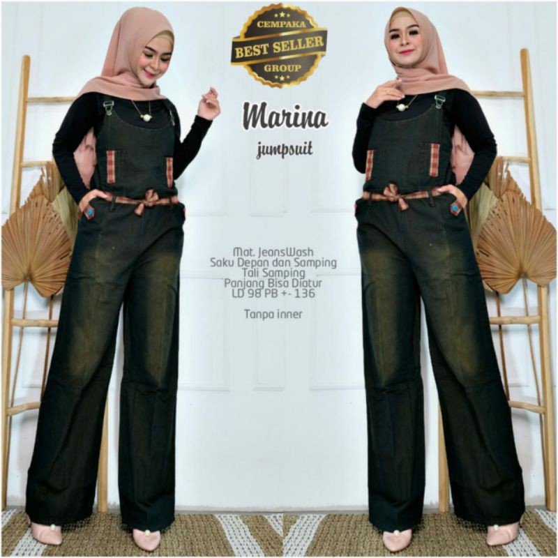 MARINA JUMPSUIT - JUMPSUIT HIJABER - JUMPSUIT PANJANG - JUMPSUIT DENIM