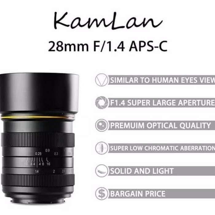 Kamlan 28mm f1.4 APS-C for Sony