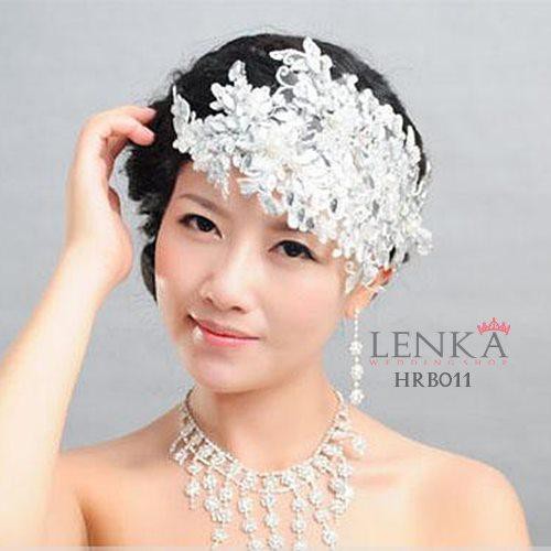 [SIAP KIRIM] HAIRPIECE BROKAT LACE PUTIH AKSESORIS RAMBUT PENGANTIN HRB011