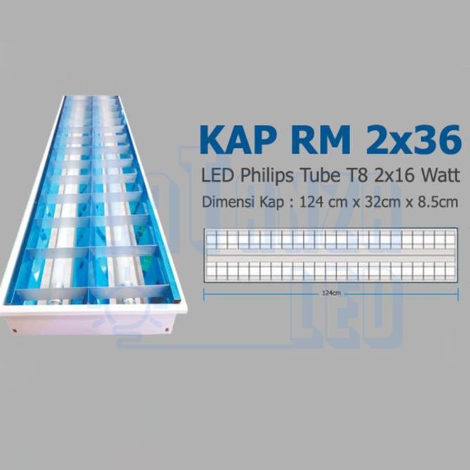 Rm 2X36 120Cm Kap Rm Inbow Rm 2 X 36 120 Cm Lampu Led Philips Komplit