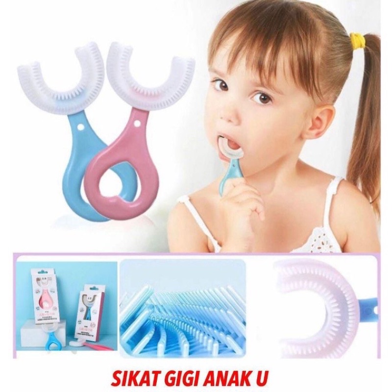 Sikat Gigi Anak Bayi Bentuk U shape Sikat Gigi Anak Silikon Lembut Bentuk Gigi