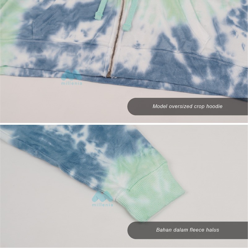 Hoodie Wanita- Oversize Tie dye Full Zipper Crop [AHZC 01]-4