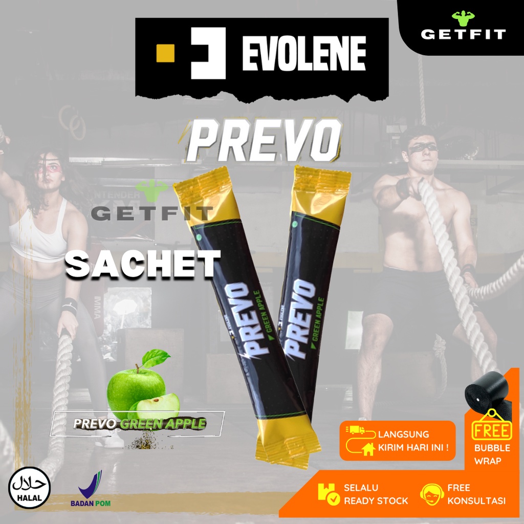 EVOLENE PREVO 1 SACHET PRE WORKOUT BPOM HALAL APEL EVO CREATINE EVOLINE EVOLIN EVOLEN PREVOLENE