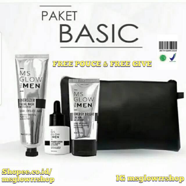 MS GLOW perawatan wajah pria" MS GLOW FOR MEN " Produk Original 100% free give & pouce ms glow man