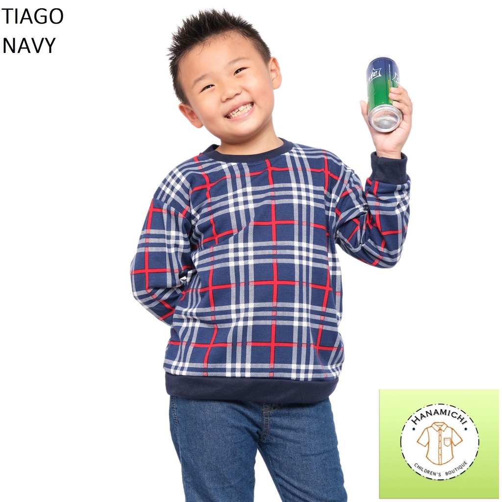 Hanamichi TIAGO Sweater Anak Lengan Panjang Motif Kotak