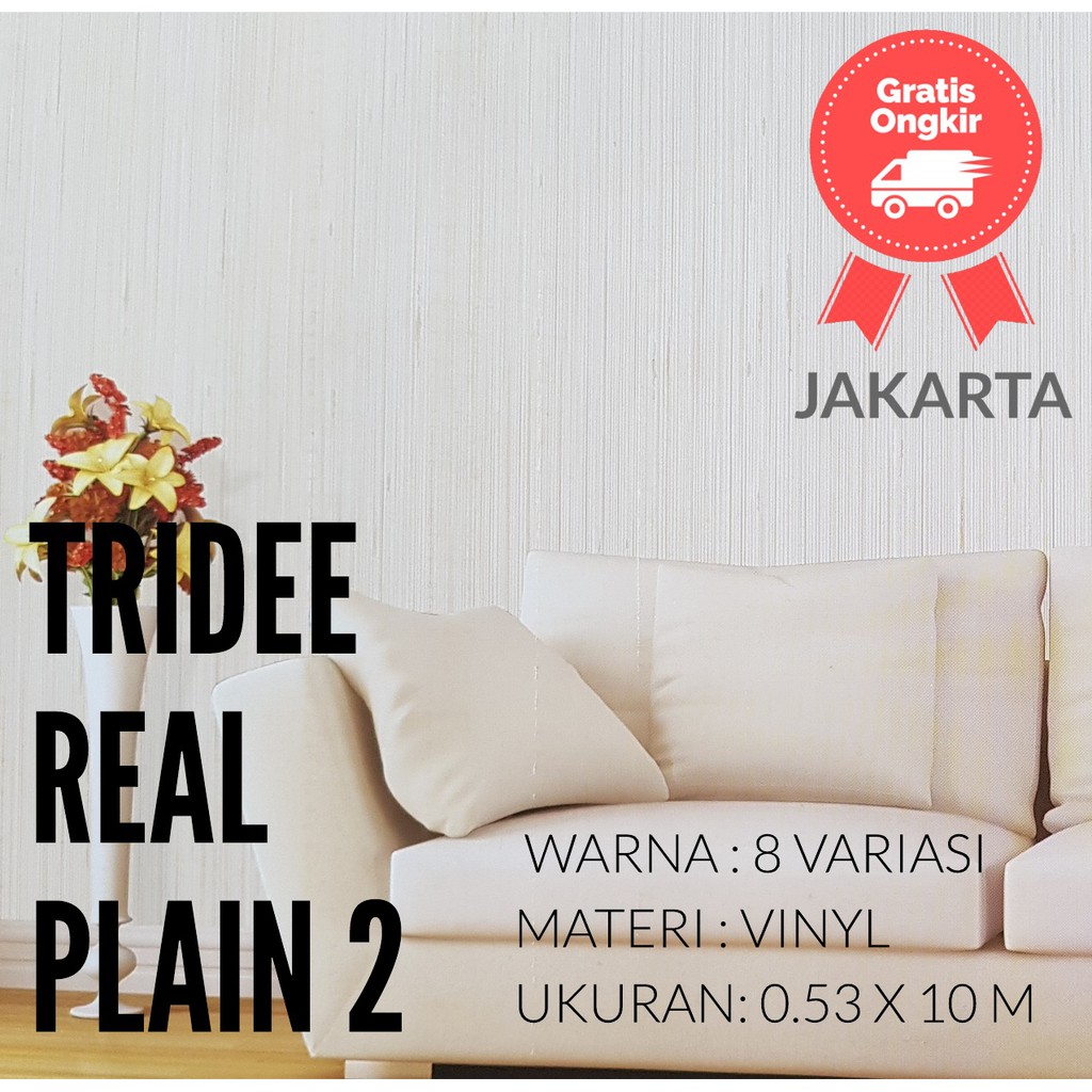 TRIDEE REAL PLAIN 2 | Wallpaper Dinding Polos Bergaris Bertekstur Non-Sticker