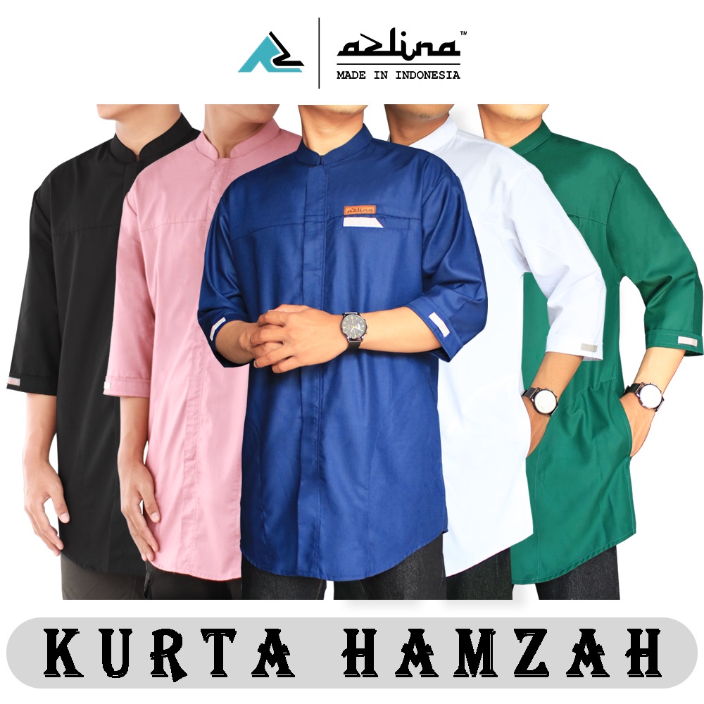 Koko Kurta Pria Bahan Katun Baju Muslim Terbaru Lengan 3/4 Koko Resleting Modern