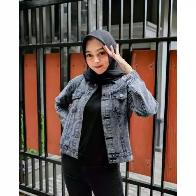 MILLY JAKET || JAKET JEANS SNOW BLACK SUPER TEBAL PREMIUM QUALITY JAKET CROP GBM