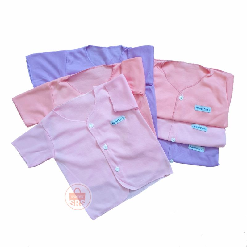 (6 Pcs) Baju Bayi SNI Kemeja Tangan Pendek Newborn 0-6 Bulan FLOWER CART'S / Baju Bayi Tangan Pendek