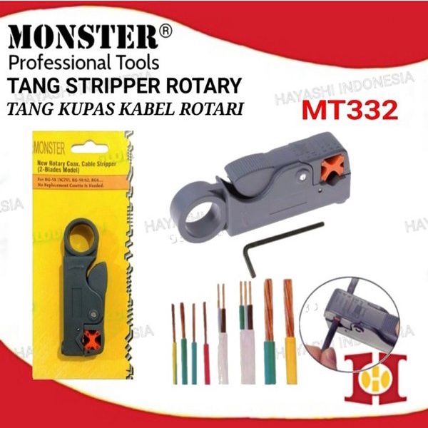 Tang Rotary Kupas Kabel RG6 RG58 RG59 Stripper Rotary Coaxial MT332