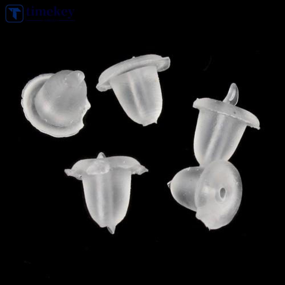 Timekey 100pcs Stopper Belakang Anting Tusuk Bahan Karet Lembut Transparan A1K7