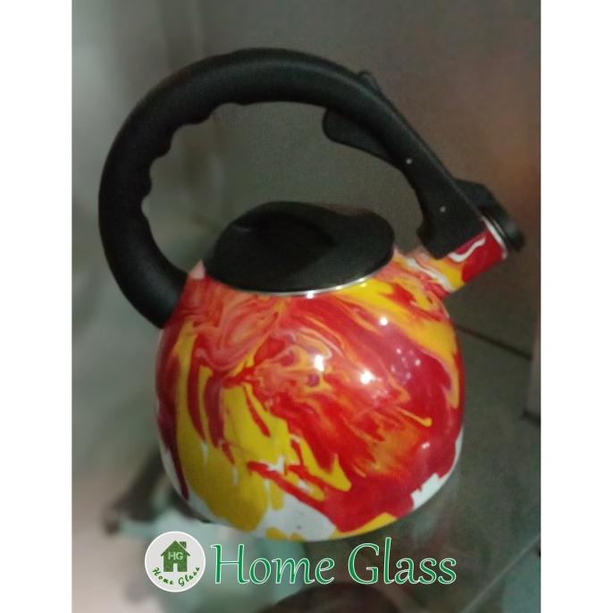 *****] teko kettle ceret enamel blirik orange bunyi