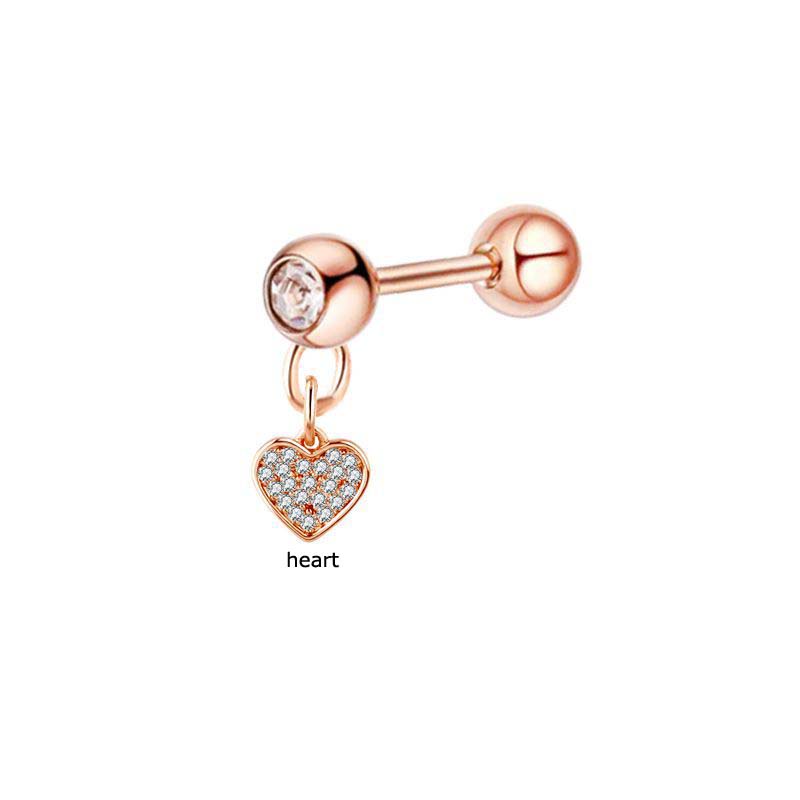 1 Pc Anting Stud Dangle Helix Piercing 16Gauge Bahan Stainless Steel Warna Rose Gold