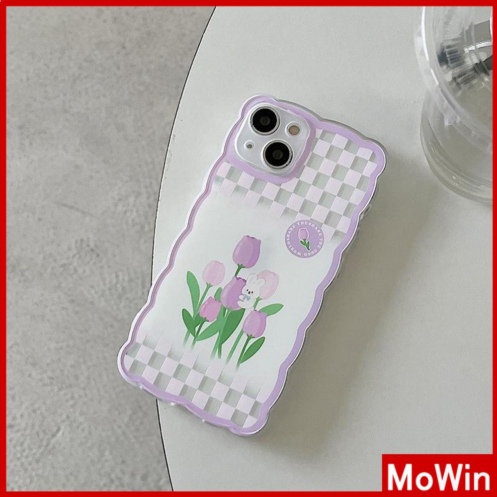 iPhone Case Silicone Soft Case Clear Case Wave Non-Slip Shockproof Camera Full Coverage Protection Purple Tulip Flower For iPhone 13 Pro Max iPhone 12 Pro Max iPhone 11 iPhone7Plus