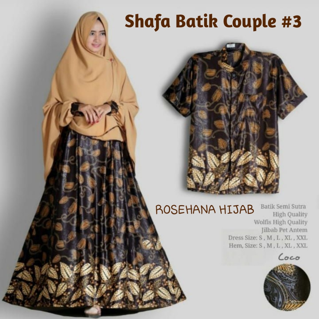 Gamis Syari batik couple ori DNA clothing bisa set keluarga Shafa couple best seller original