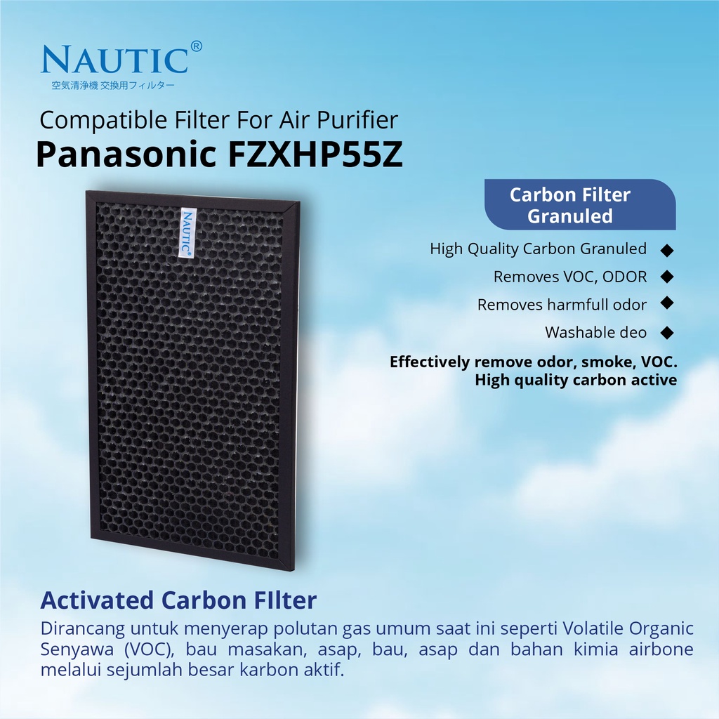 Replacement Filter untuk Air Purifier Panasonic F ZXHP55Z F-PXH55A F-PXH55H F-VXH50A F-VXH50H F-VXH50M F-VXH50R / HEPA+Carbon