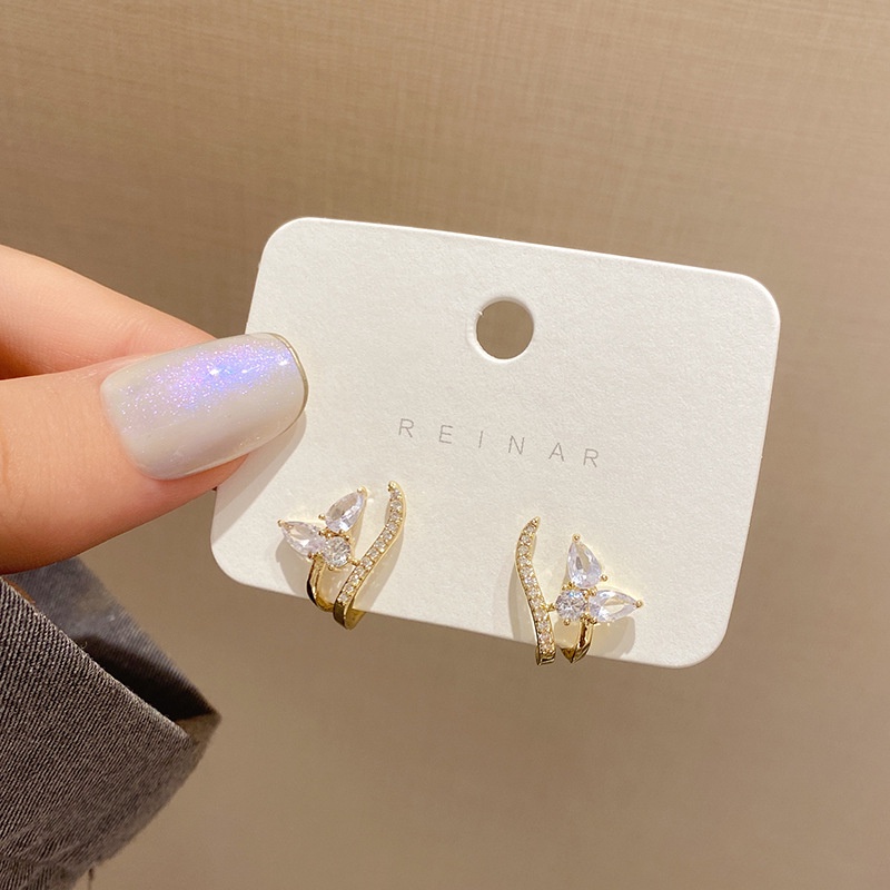 Anting Tusuk Sterling Silver 925 Hias Kristal Zircon Mewah Berkilau Untuk Wanita 2021