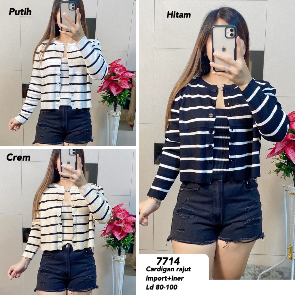 cardigan rajut import+iner 7714 M-V