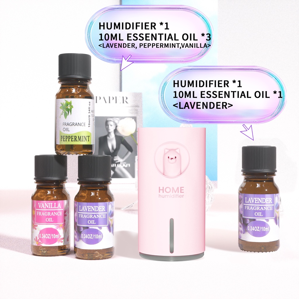 100% ORI Humidifier Diffuser Aroma Diffuser 700ML Oil Diffuser Aroma Terapi Pengharum Ruangan M107-Pink