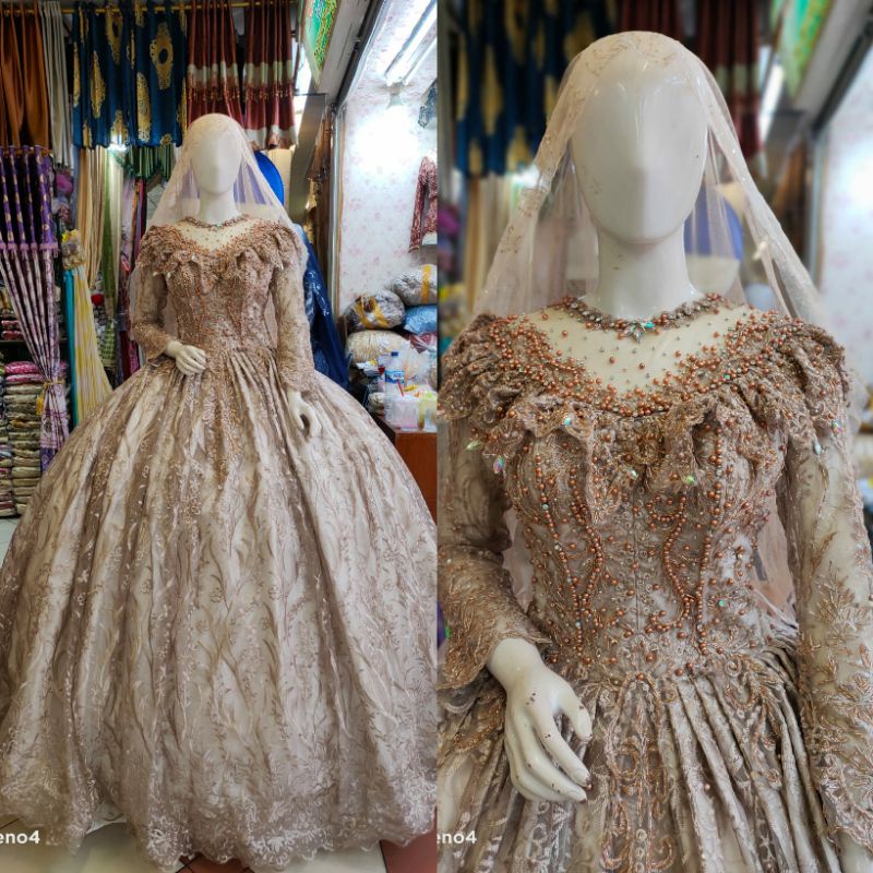 GAUN PENGANTIN BARBIE GOTIK MEWAH BEREKOR MODERN //GAUN