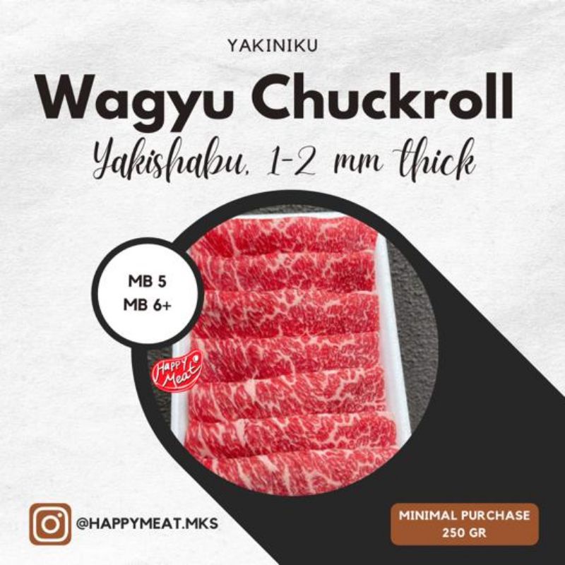 

Daging Wagyu Chuckroll Yakiniku 1-2 mm per250 gram