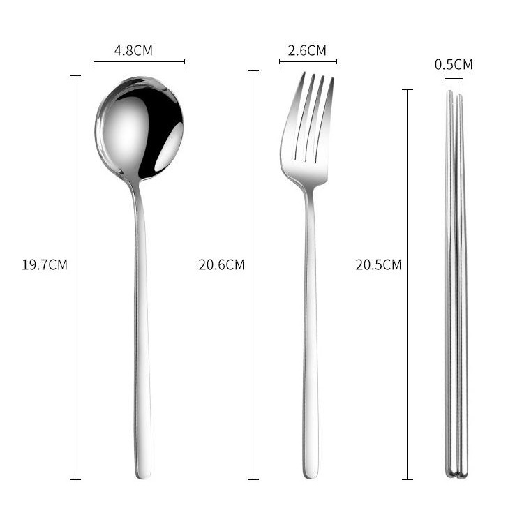 PD001 Alat Makan Korea Cutlery Set Korean Sendok Garpu Sumpit Emas Silver Portable Satu Set Stainless Dengan Tatakan dan Wadah