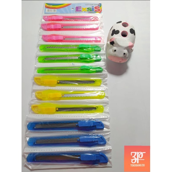 

12 pcs atau serenteng cutter knife bening kecil