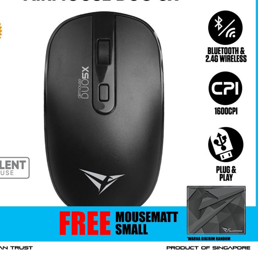 ☆ Mouse Wireless & Bluetooth 5.0 Alcatroz AirMouse Duo 5X Silent Click | 1600 CPI [ Garansi Resmi 2 