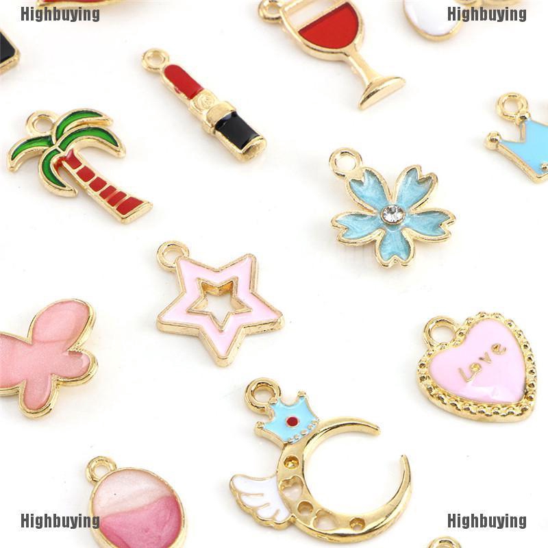 ☃☃ 30pcs / Set Liontin Manik-Manik Enamel Charms Untuk Membuat Perhiasan