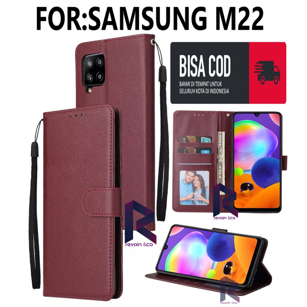 NEW SAMSUNG M22 FLIP WALLET LEATHER KULIT PREMIUM SARUNG BUKA TUTUP FLIP CASE SAMSUNG M22