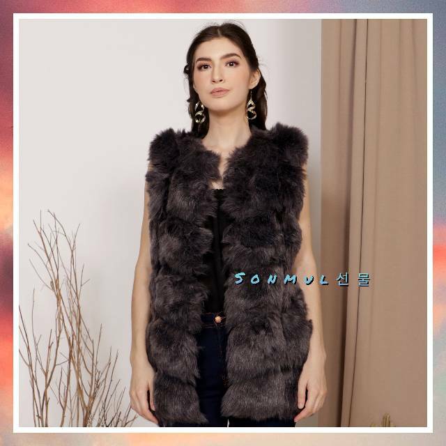 PREMIUM IMPORT WOMAN WINTER AUTUMN FUR VEST ROMPI BULU WANITA MUSIM DINGIN GUGUR