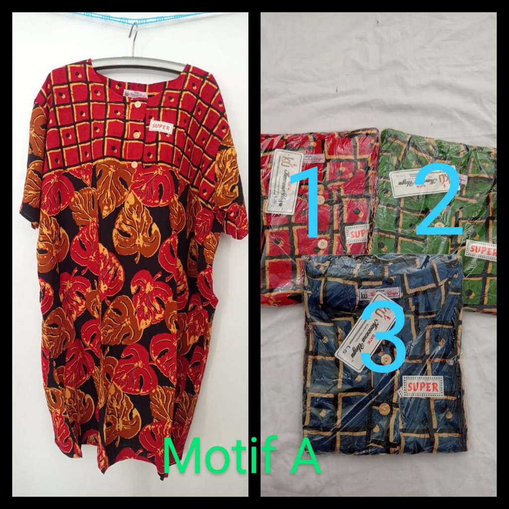 daster pendek jumbo L5 / daster jumbo batik kencana ungu