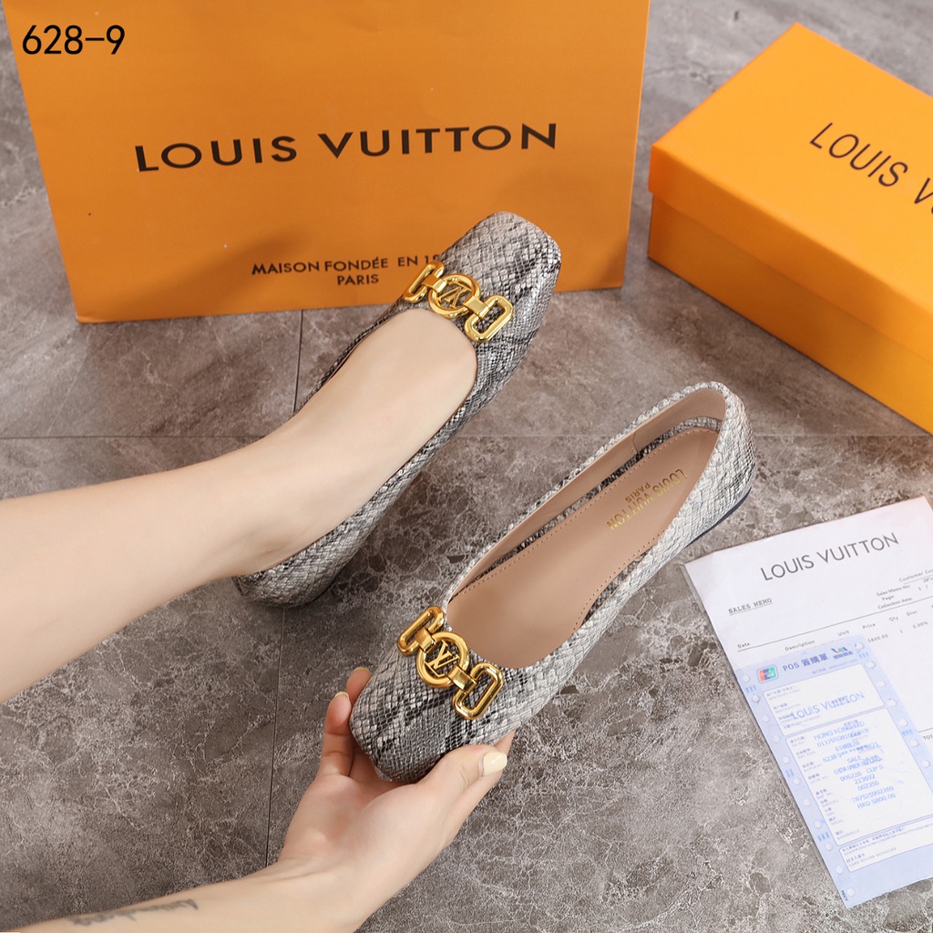 Ballet Flat Shoes in  Leather Snake Print #628-9