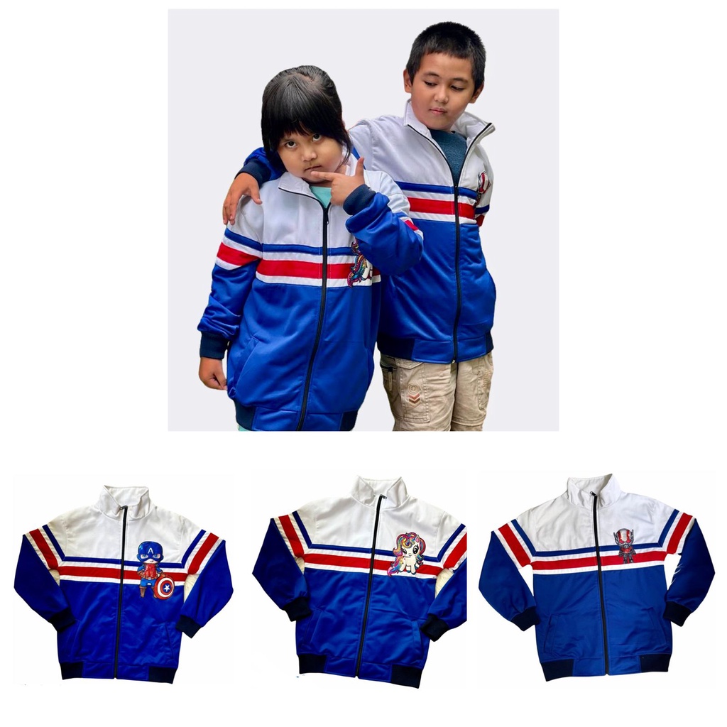Jaket Tracktop Anak biru